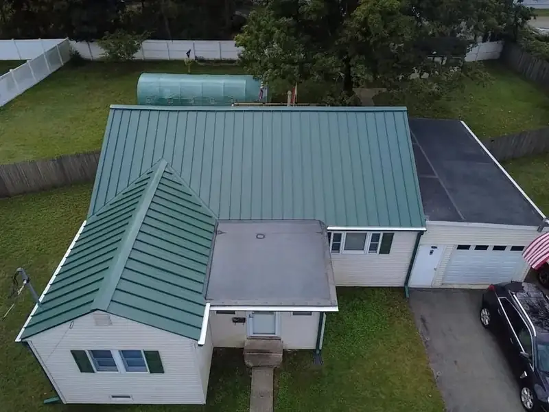 Aerial view of completed standing seam metal roof installation Haines City FL — metal roofing Polk County Florida